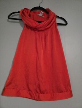 Calvin Klein Red Pleated Neckline Top